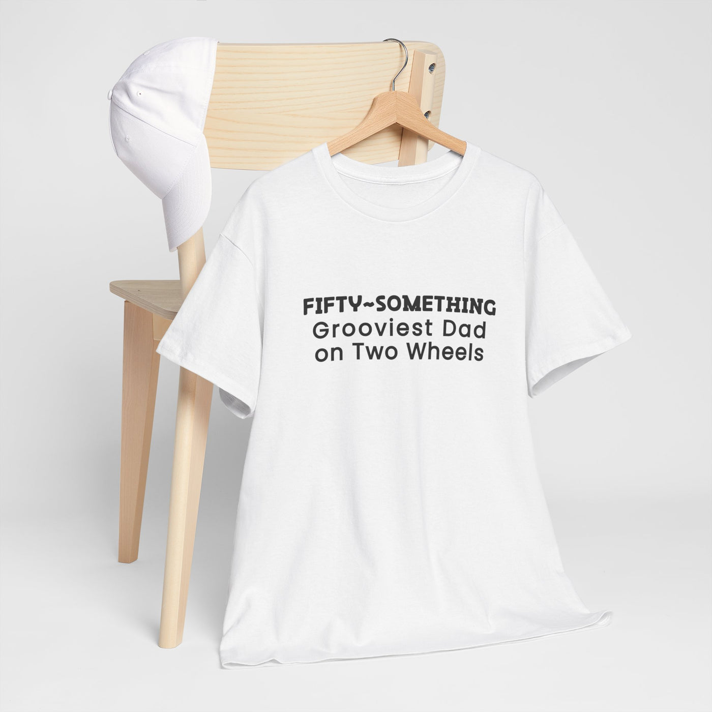 FIFTY-SOMETHING GROOVIEST DAD ON 2 WHEELS Heavy Cotton Tee