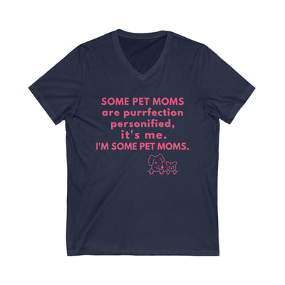 PURRFECTION PET MOM Unisex Jersey Short Sleeve V-Neck Tee