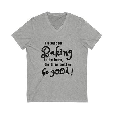 BAKING VIBES Unisex Jersey Short Sleeve V-Neck Tee