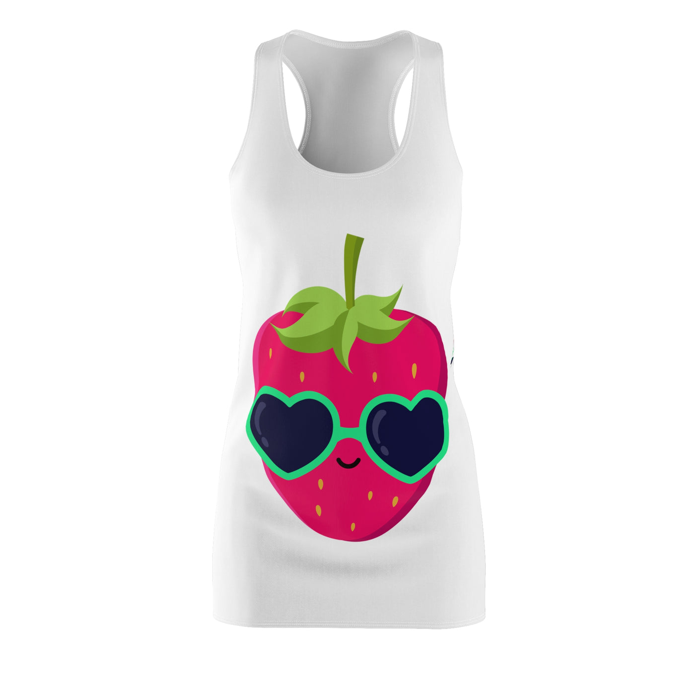 Strawberry Racerback White Dress (AOP)