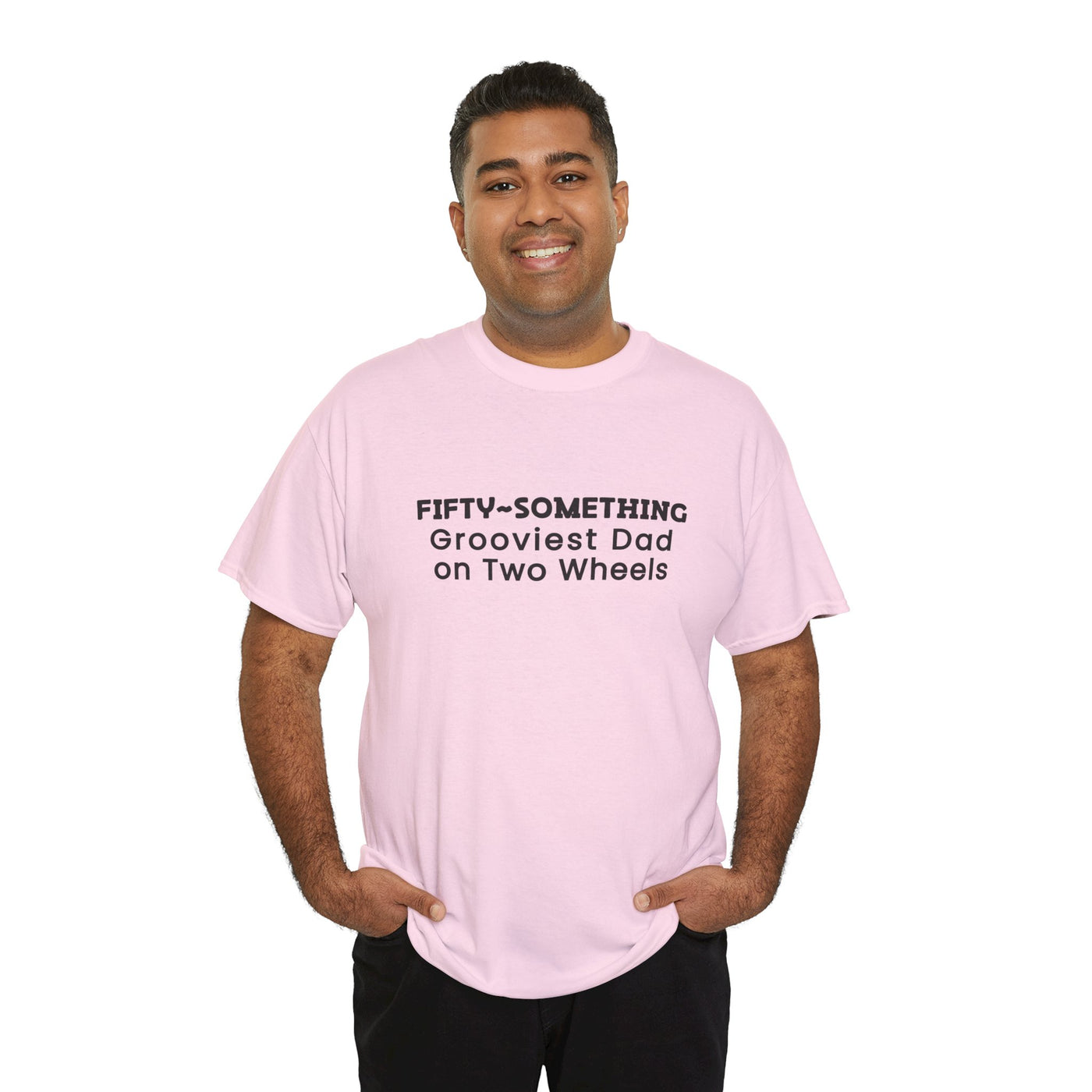 FIFTY-SOMETHING GROOVIEST DAD ON 2 WHEELS Heavy Cotton Tee