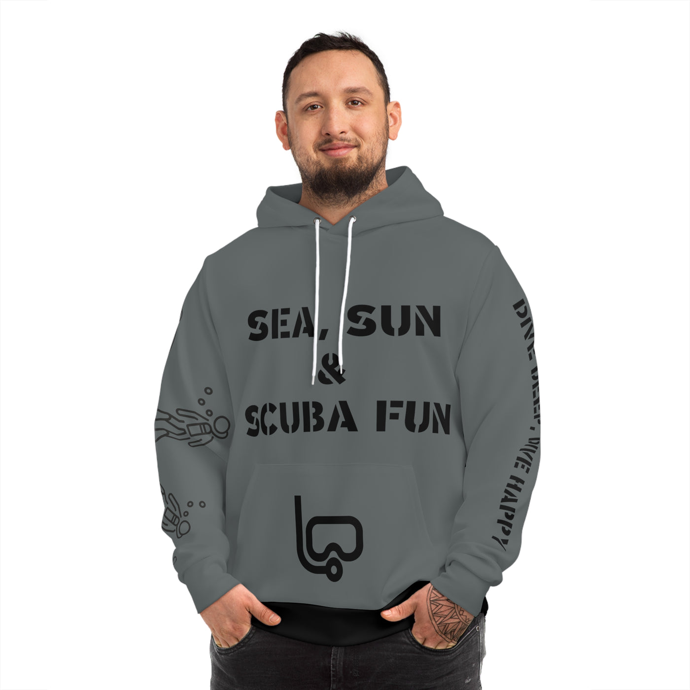 DIVE DEEP, DIVE HAPPY Fashion Hoodie (AOP)