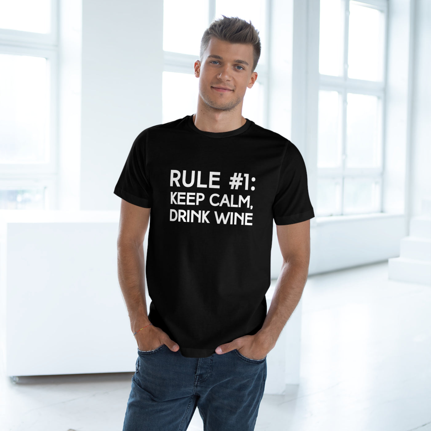 RULE NUMBER 1: KEEP CALM, DRINK WINE Unisex Deluxe T-shirt