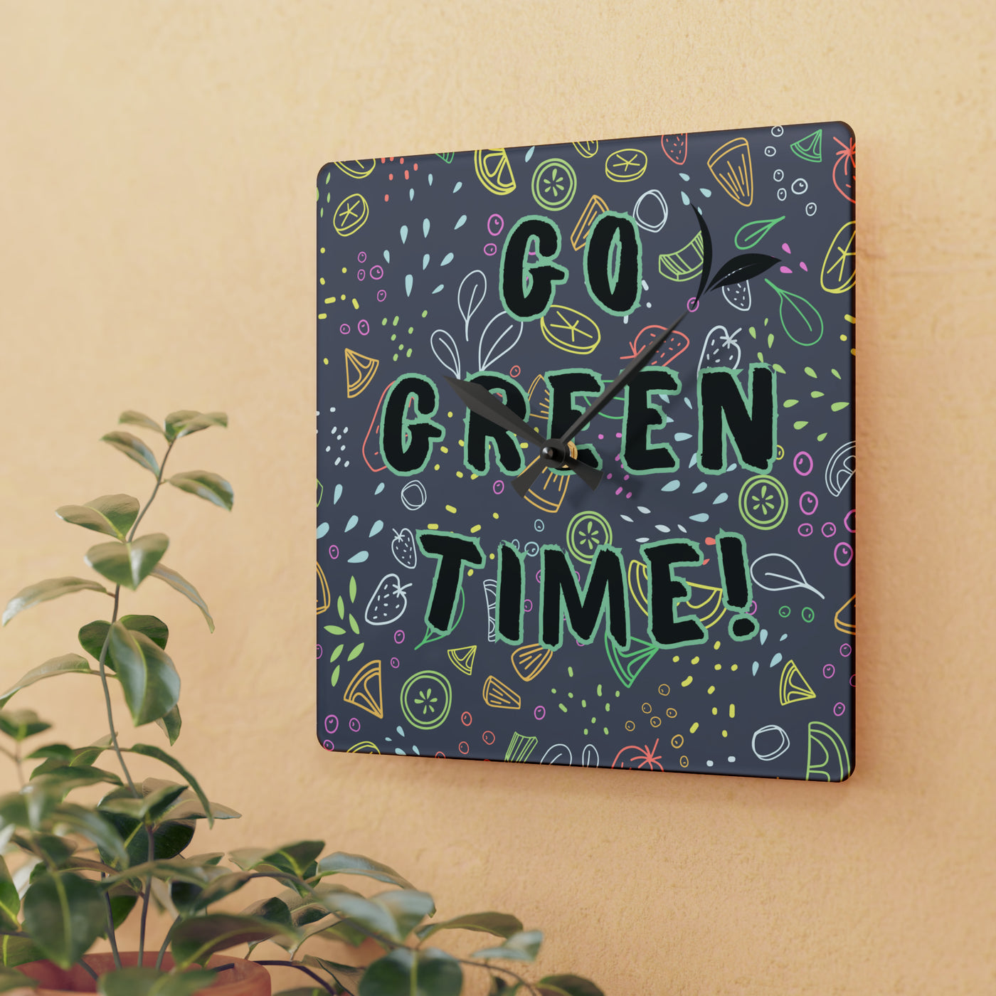 GO GREEN TIME Acrylic Wall Clock - Round or square