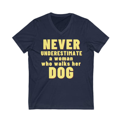 DOG WALKER EXTRAORDINAIRE Unisex Jersey Short Sleeve V-Neck Tee