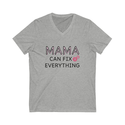 MAMA CAN FIX EVERYTHING Jersey Short Sleeve V-Neck Tee