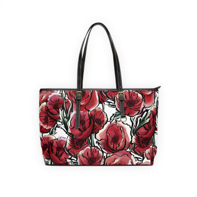 LAVISH BLOSSOMS PU Leather Shoulder Weekender Tote Bag