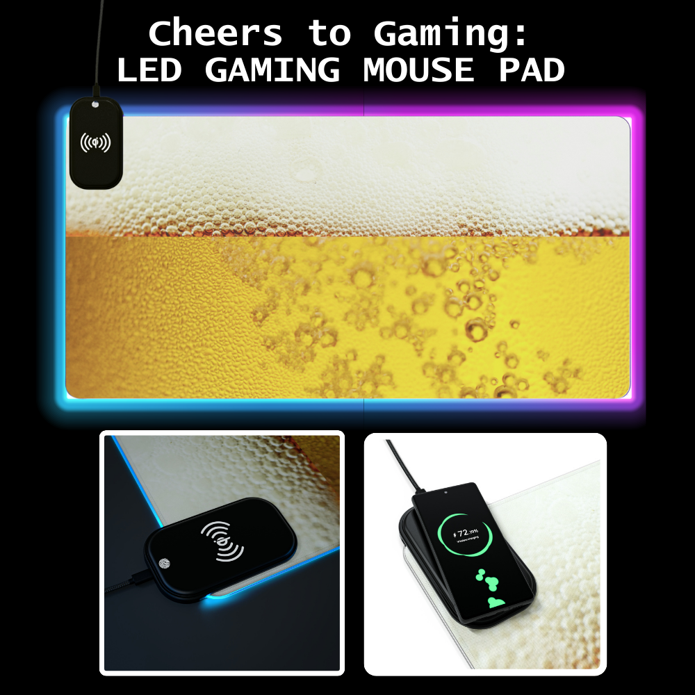 LED BEER Gaming Mouse Pad, Wireless Charging