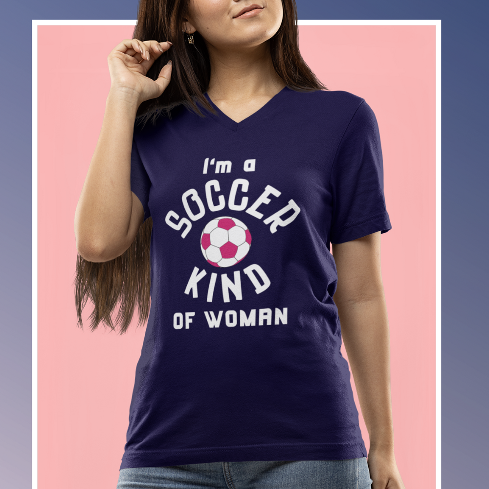 SOCCER QUEEN Jersey Short Sleeve V-Neck Tee