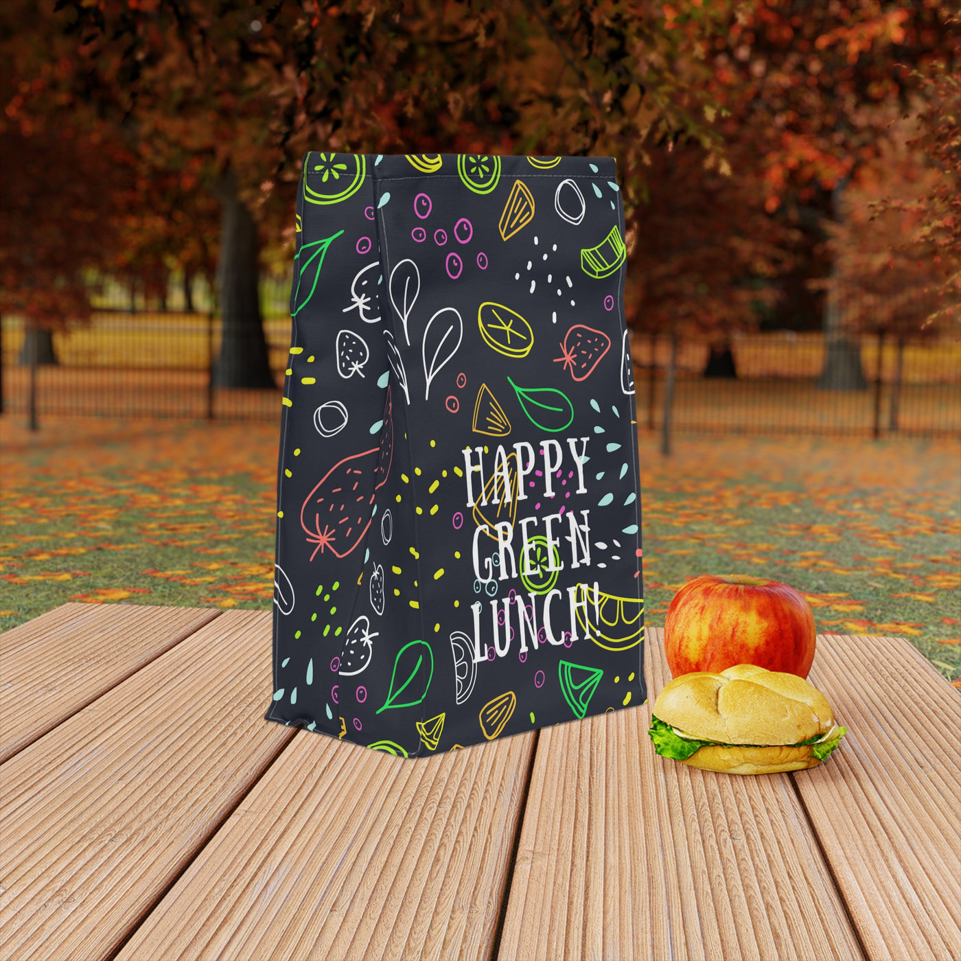 HAPPY GREEN LUNCH Polyester Lunch Bag