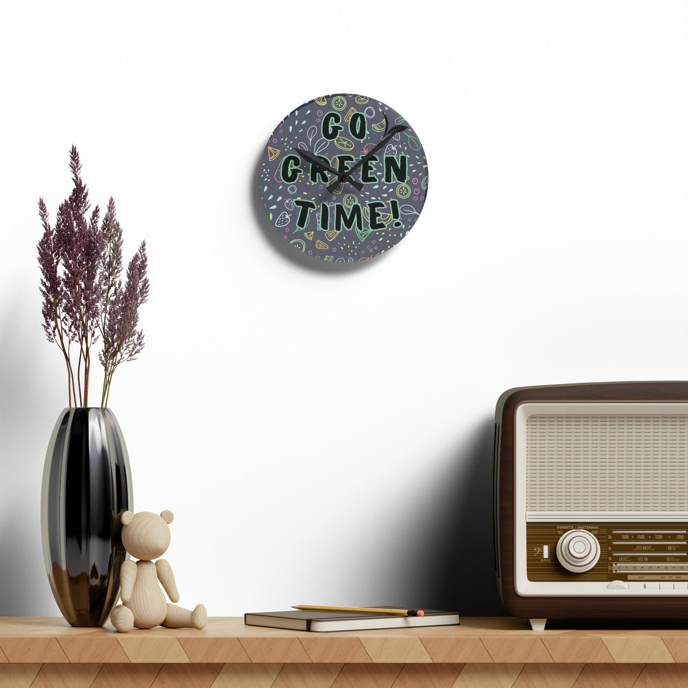 GO GREEN TIME Acrylic Wall Clock - Round or square