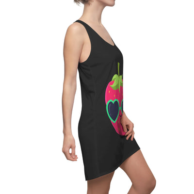 Strawberry Racerback Black Dress (AOP)