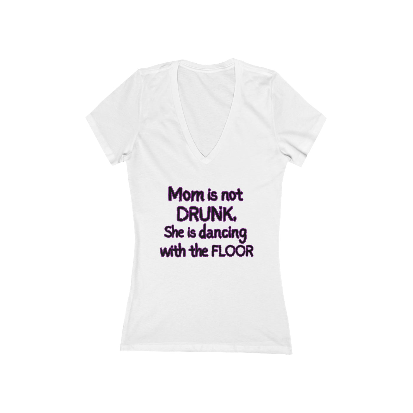 MOM IS DANCING Women's Jersey Short Sleeve Deep V-Neck Tee