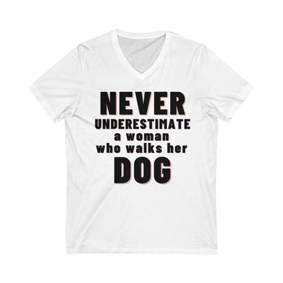 DOG WALKER EXTRAORDINAIRE Unisex Jersey Short Sleeve V-Neck Tee