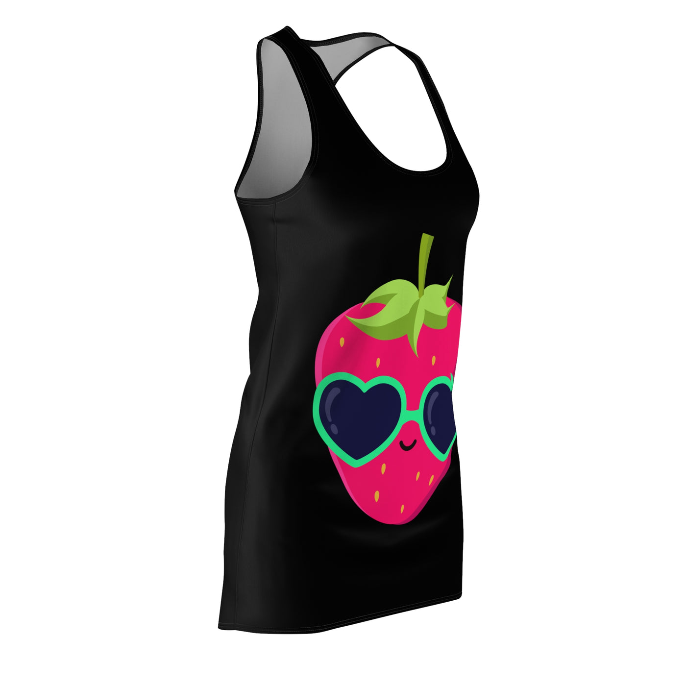 Strawberry Racerback Black Dress (AOP)