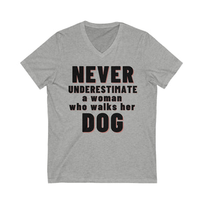 DOG WALKER EXTRAORDINAIRE Unisex Jersey Short Sleeve V-Neck Tee