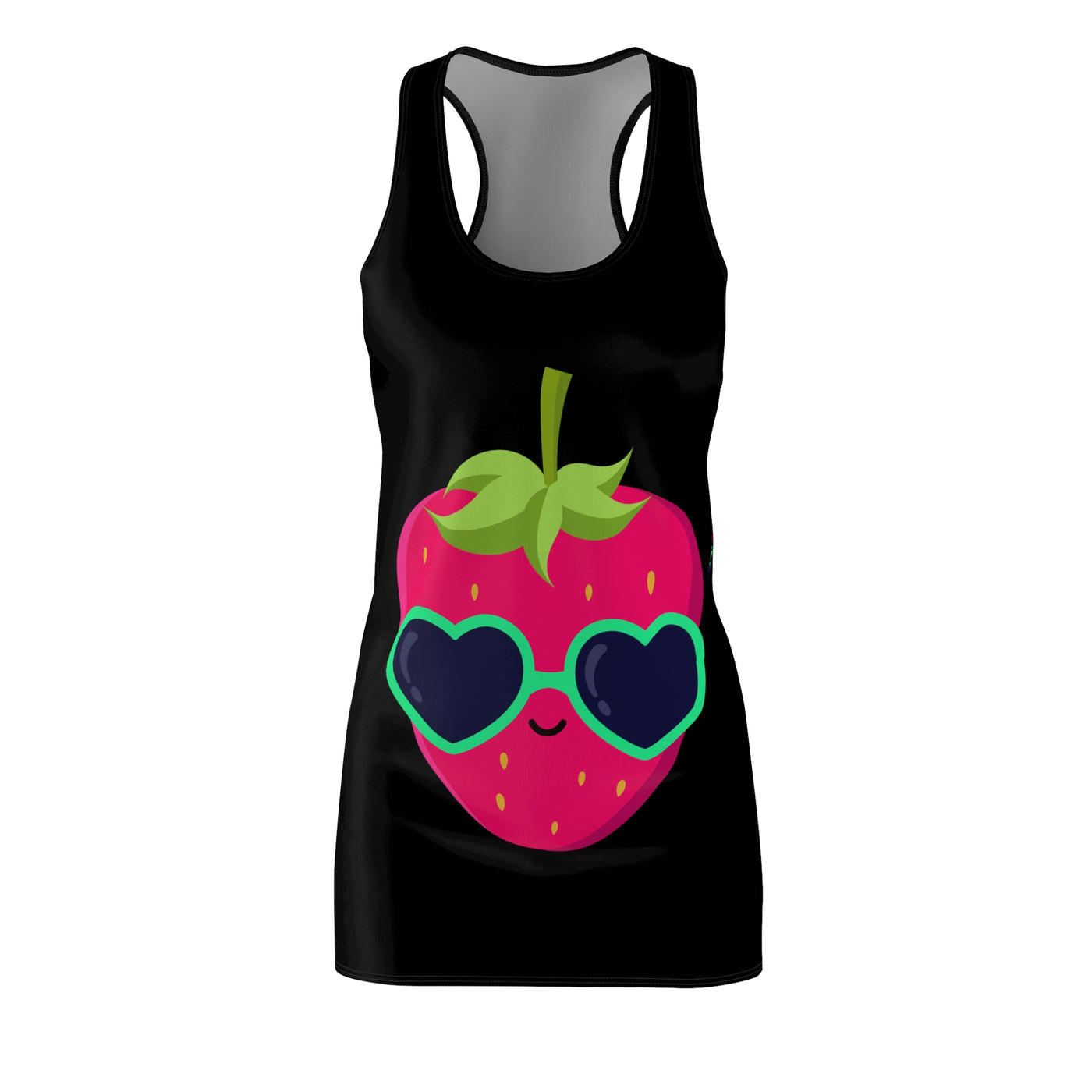 Strawberry Racerback Black Dress (AOP)