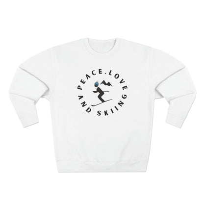 "Peace Love and Skiing" Unisex Premium Crewneck Sweatshirt