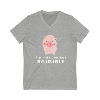 PIGS MAKE YOUR FACE BEARABLE Unisex Jersey Short Sleeve V-Neck Tee