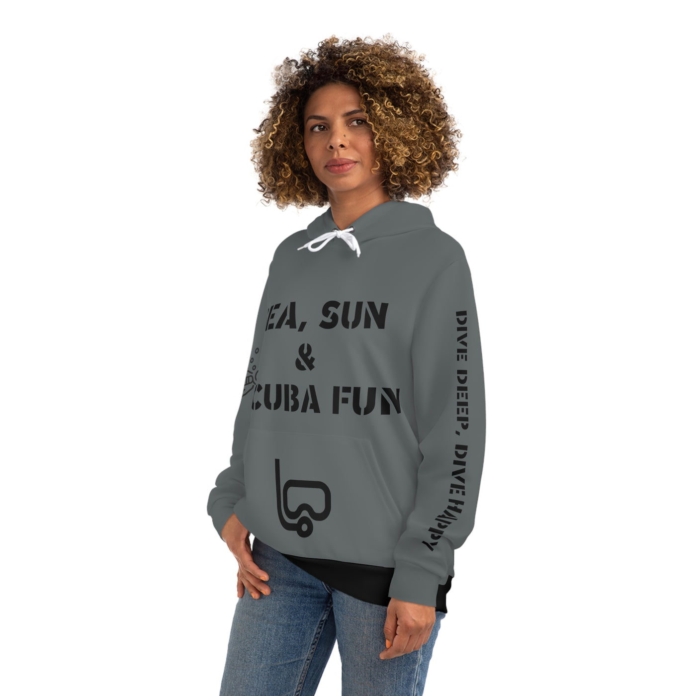 DIVE DEEP, DIVE HAPPY Fashion Hoodie (AOP)