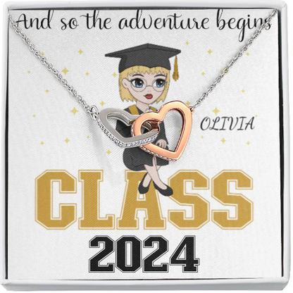 Graduation - CUSTOMIZE IT - And so the Adventure begins...  Interlocking Hearts Necklace