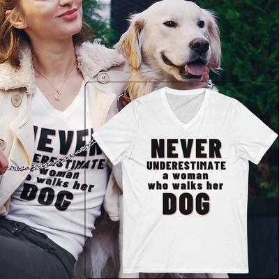 DOG WALKER EXTRAORDINAIRE Unisex Jersey Short Sleeve V-Neck Tee