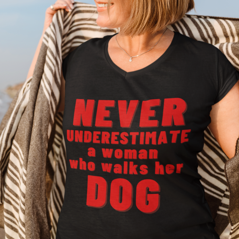 DOG WALKER EXTRAORDINAIRE Unisex Jersey Short Sleeve V-Neck Tee