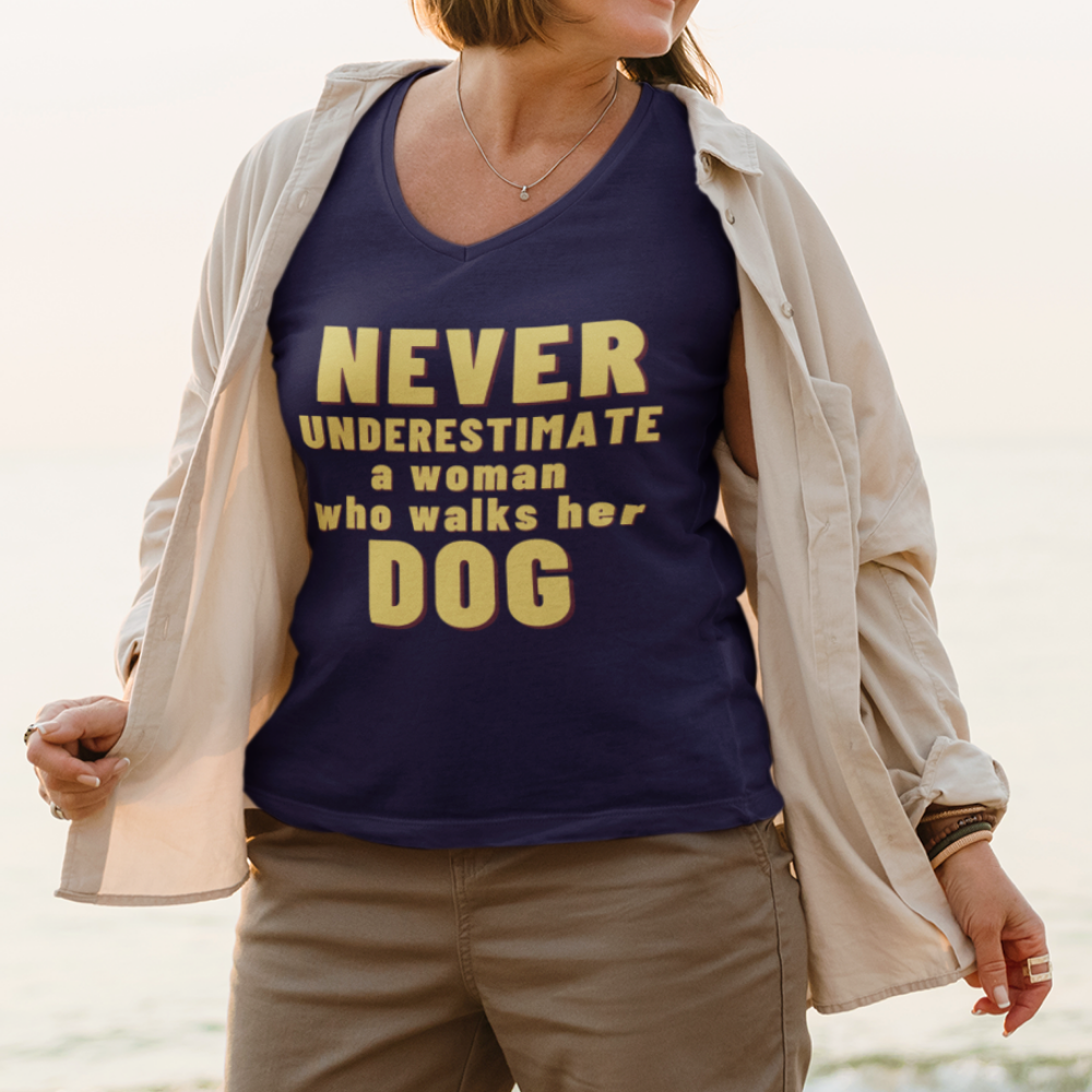 DOG WALKER EXTRAORDINAIRE Unisex Jersey Short Sleeve V-Neck Tee