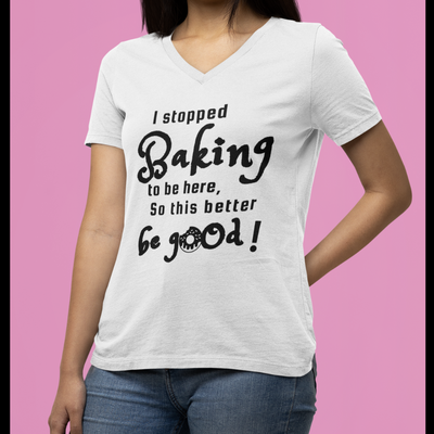 BAKING VIBES Unisex Jersey Short Sleeve V-Neck Tee