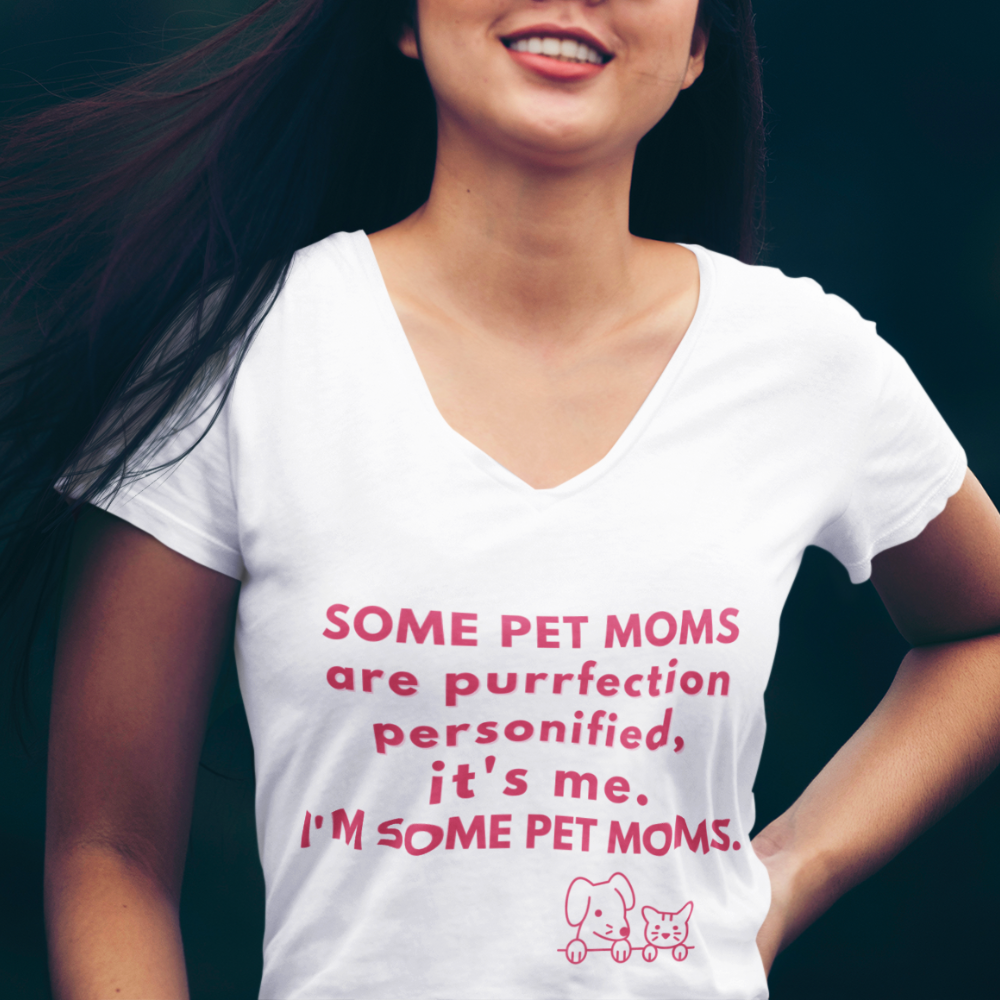 PURRFECTION PET MOM Unisex Jersey Short Sleeve V-Neck Tee