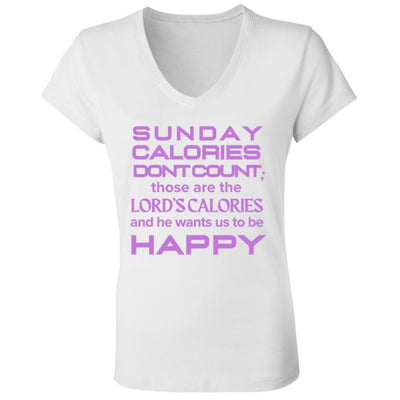 SUNDAY CALORIES Ladies' Jersey V-Neck T-Shirt