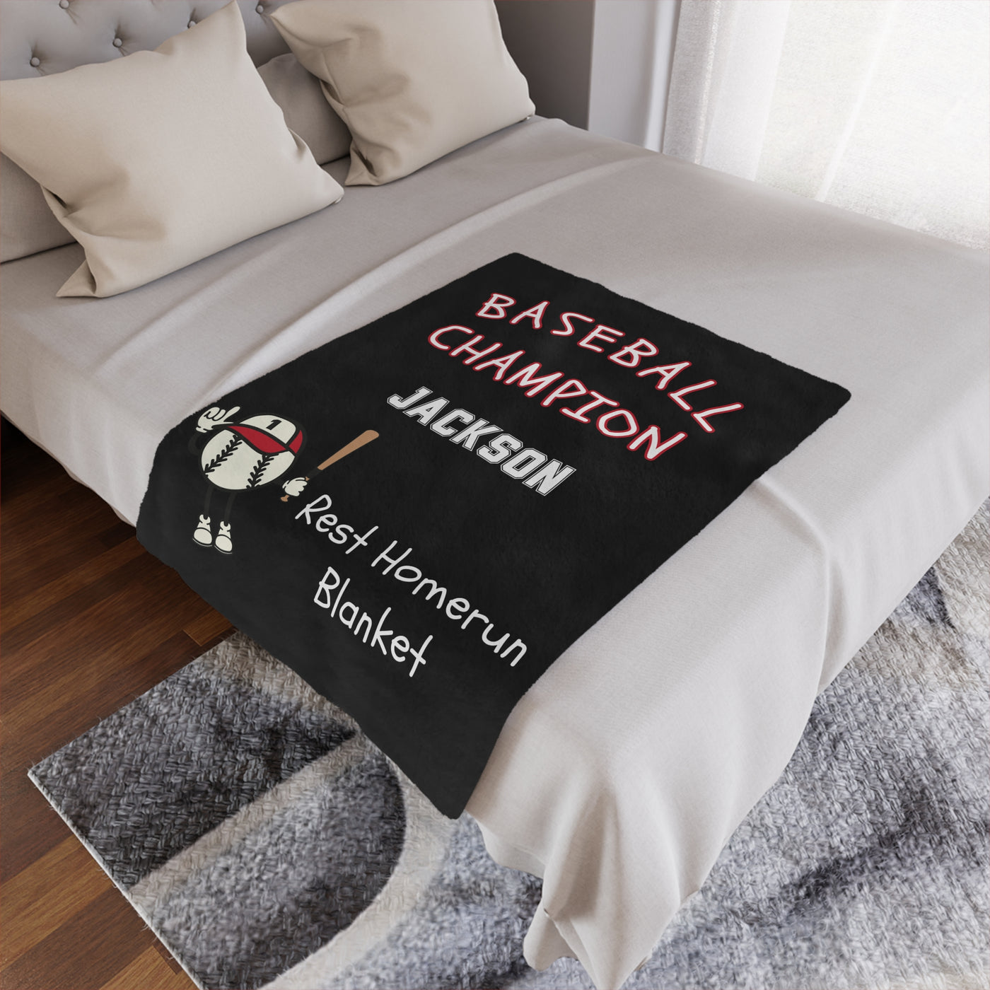 Personalizable Plush Blanket: BASEBALL CHAMPION REST HOMERUN BLANKET - 30x40in