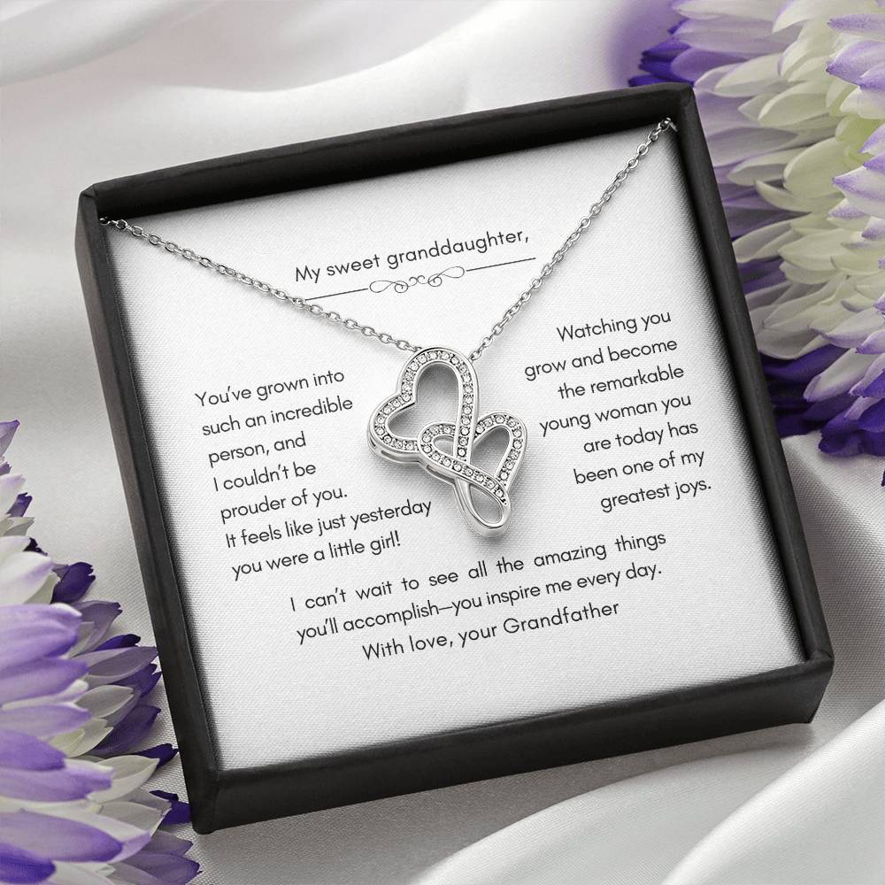 Heart to Heart Necklace and Message Card from Grandfather to Granddaughter