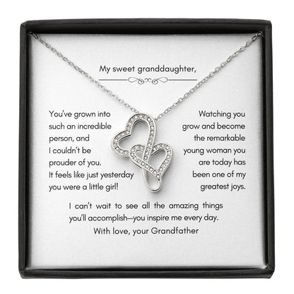 Heart to Heart Necklace and Message Card from Grandfather to Granddaughter