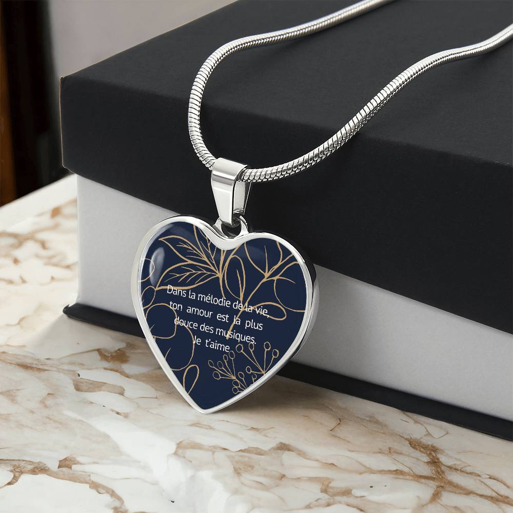 French Melody Heart Necklace - A Symphony of Love