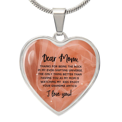 ROCK OF LOVE for MOM Graphic Heart Necklace+ Personalizable