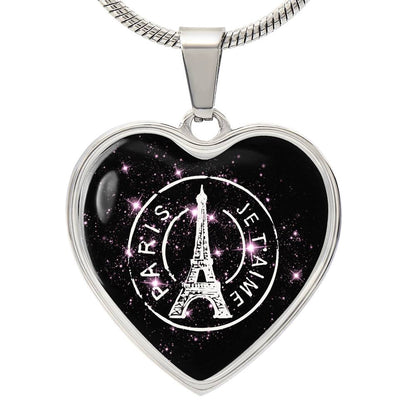 PARIS JE T'AIME Graphic Heart Pendant Necklace - Personalizable