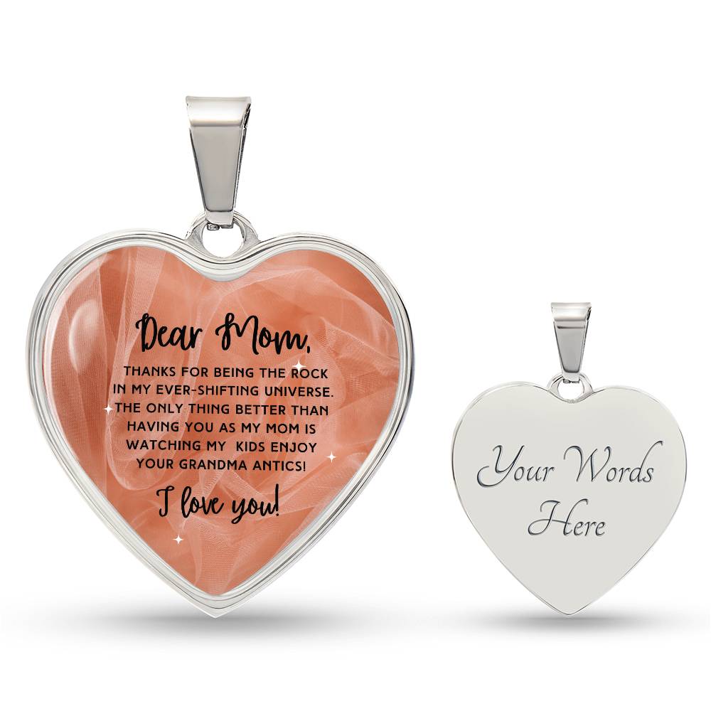 ROCK OF LOVE for MOM Graphic Heart Necklace+ Personalizable