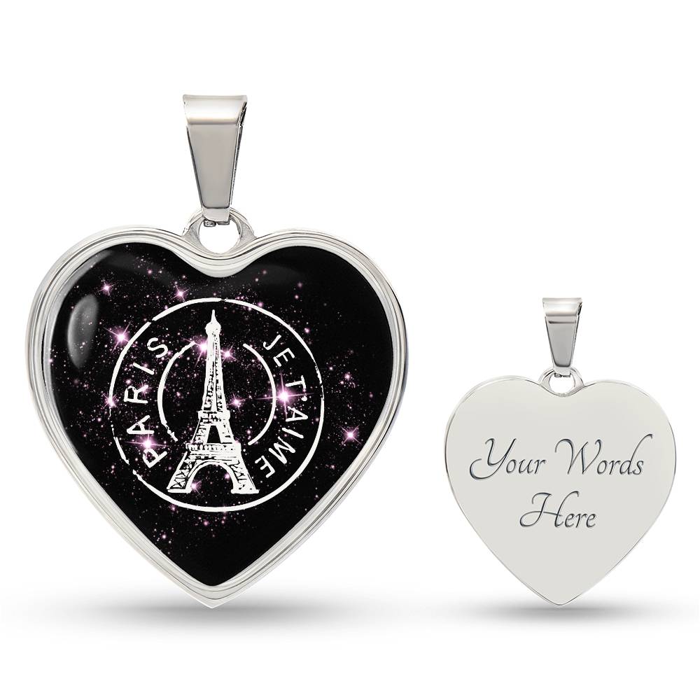 PARIS JE T'AIME Graphic Heart Pendant Necklace - Personalizable