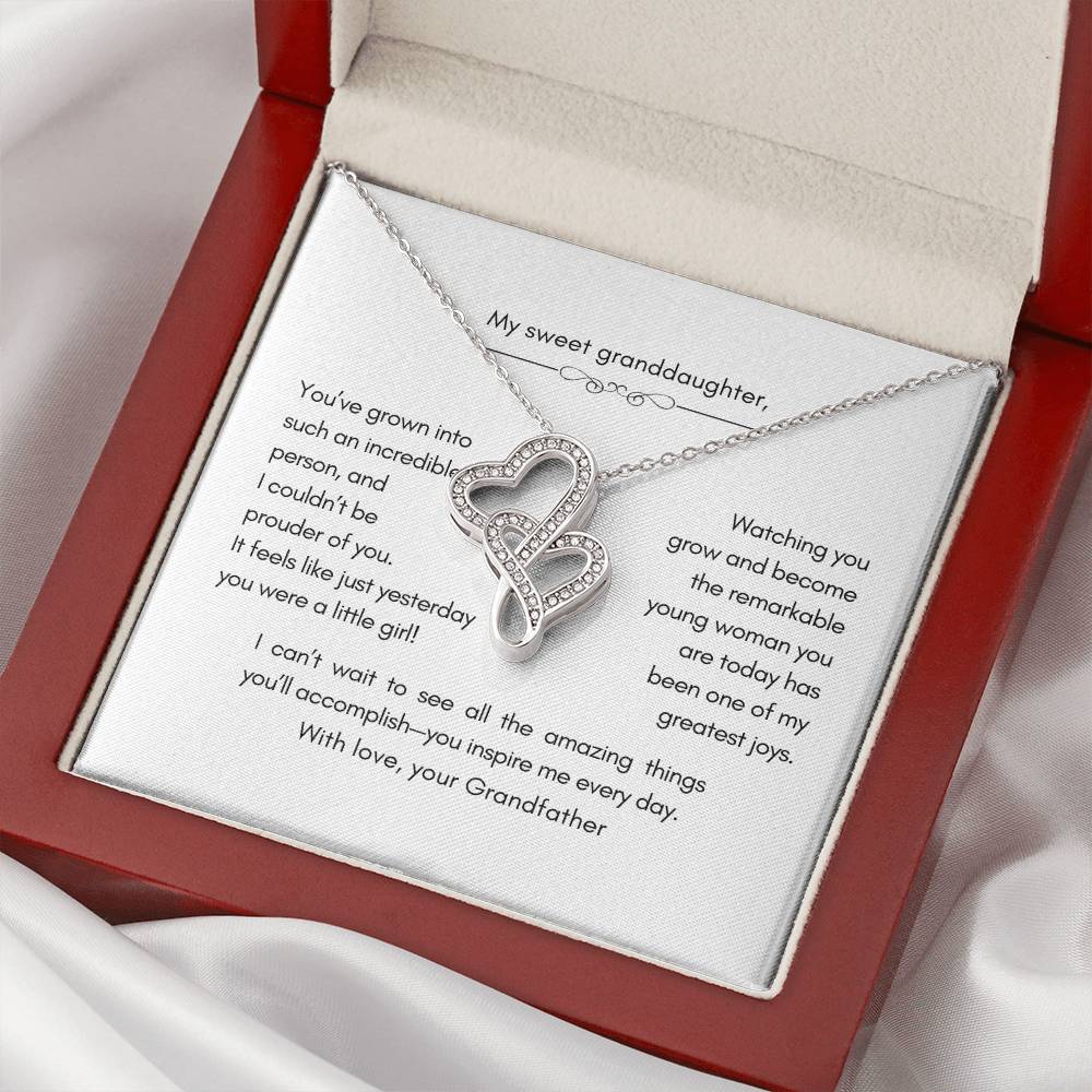 Heart to Heart Necklace and Message Card from Grandfather to Granddaughter