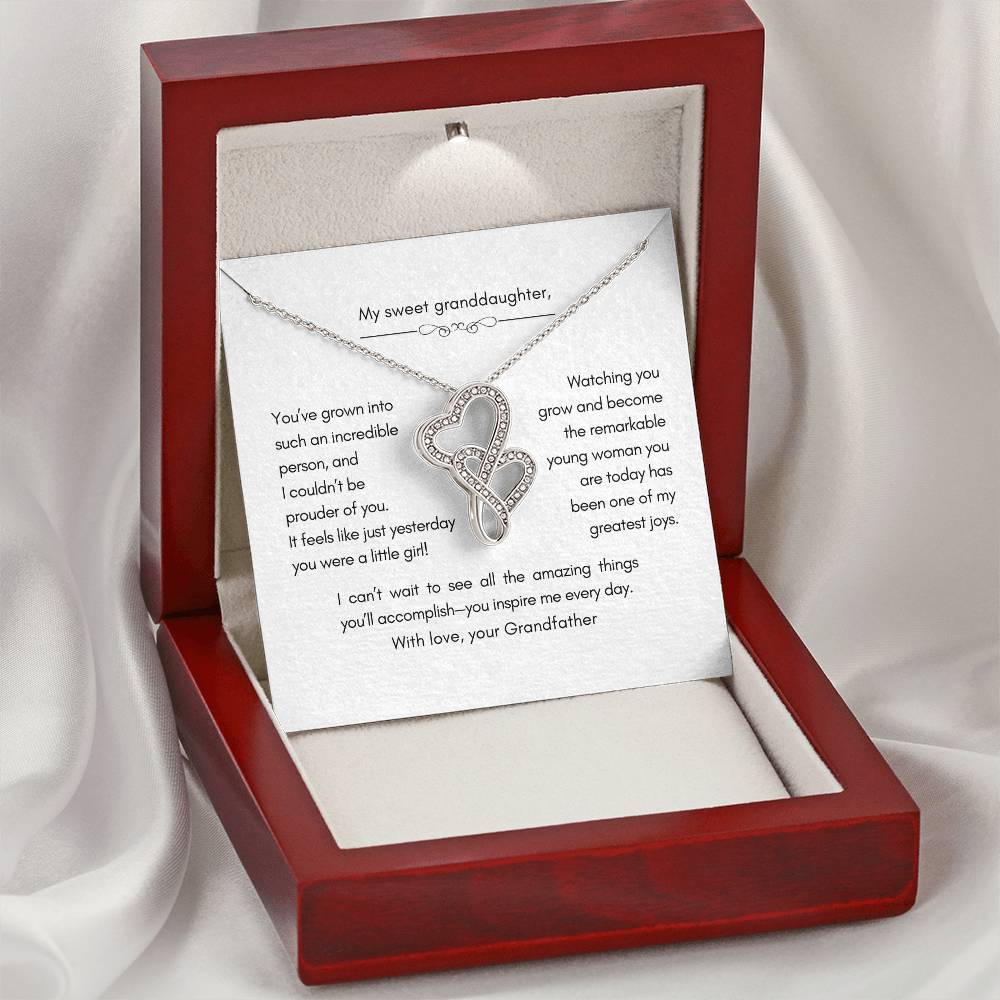 Heart to Heart Necklace and Message Card from Grandfather to Granddaughter