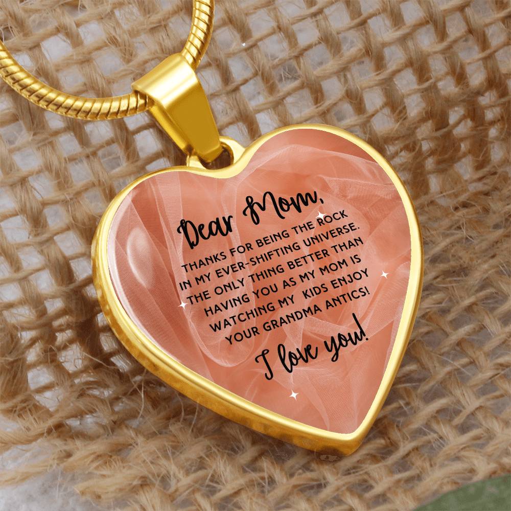 ROCK OF LOVE for MOM Graphic Heart Necklace+ Personalizable