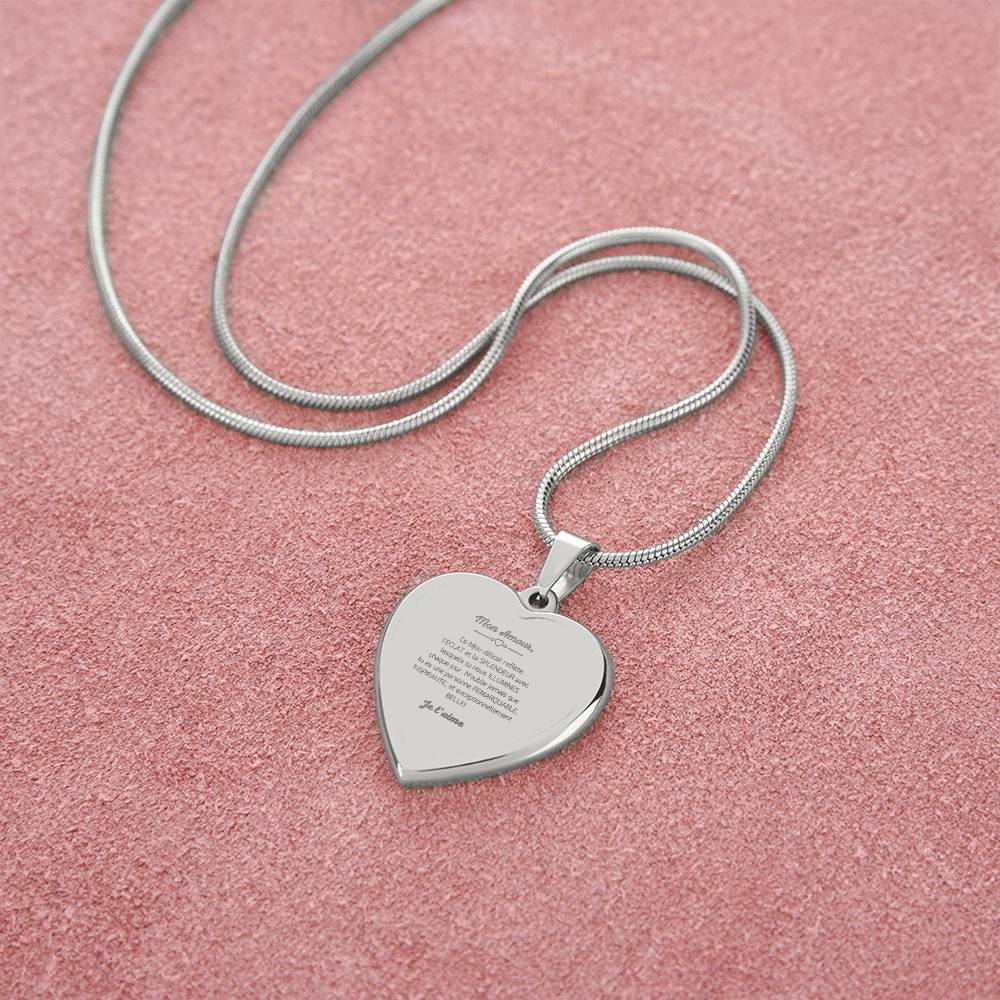 Éclat d'Amour Engraved Heart Necklace: A Radiant Expression of French Love