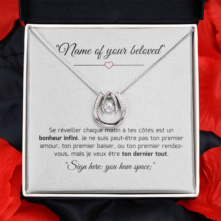A French Romantic Gift?  Lucky in Love Necklace with French Personalized message
