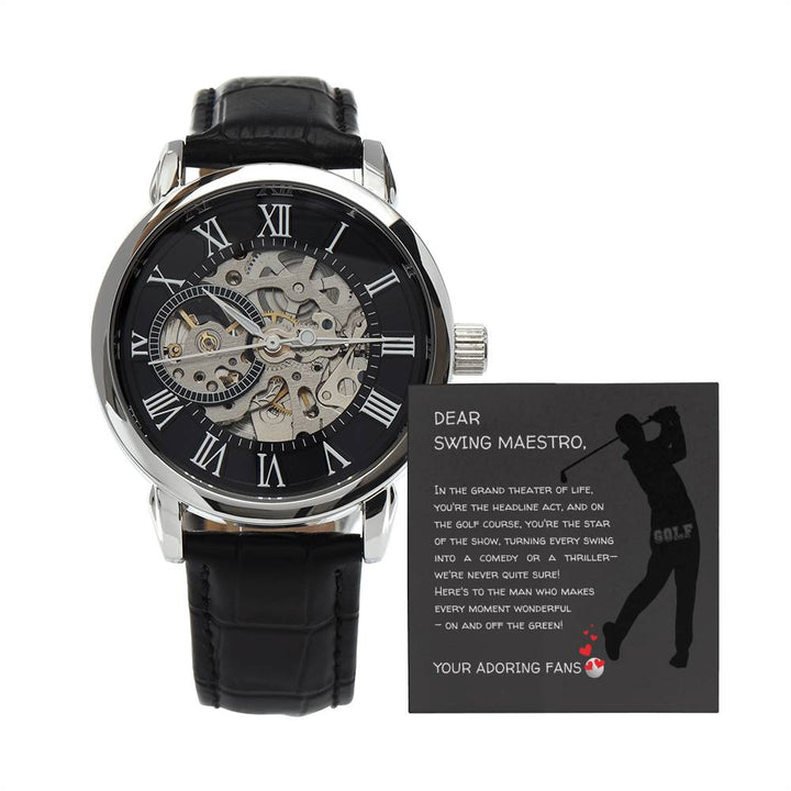 The Swing Maestro's Melody: Openwork Watch in a Symphony of Love Luxury Box - for Golfers!