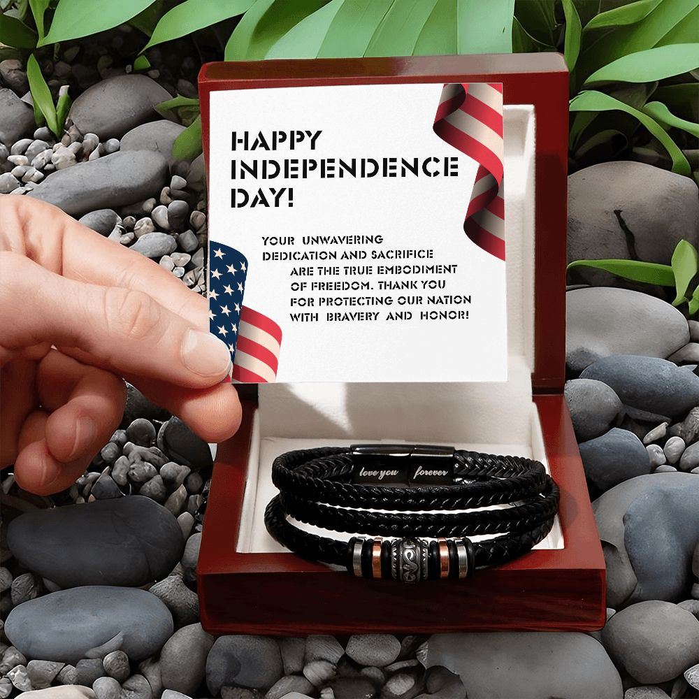 Happy Independence Day - Thank you for protecting our Nation - Love You Bracelet