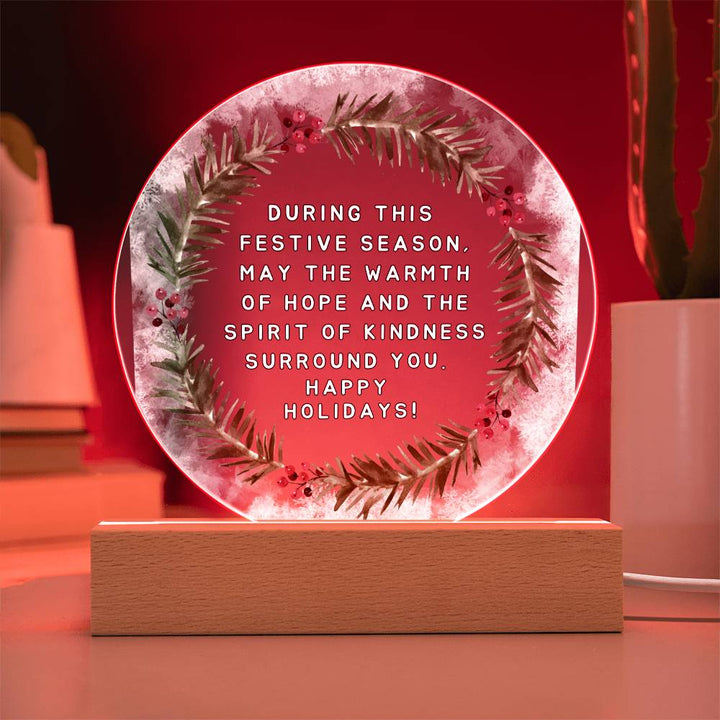 Happy Holidays LED Acrilyc Plaque