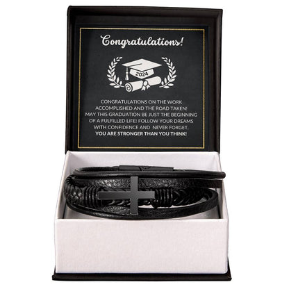 GRADUATION TRIUMPH Vegan leather cross bracelet