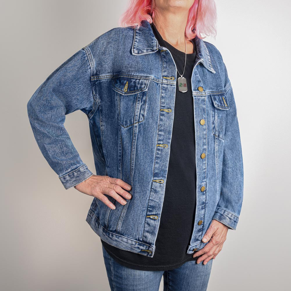 FELINE CHIC Oversized Denim Jacket