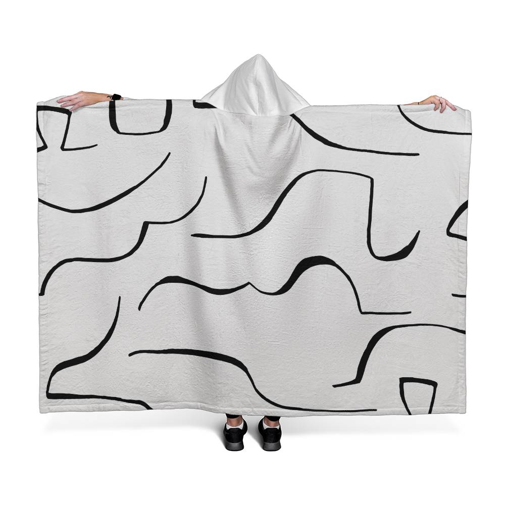 MODERN MONOCHROME LINES hooded blanket